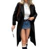 image:imagechouyatou Womens 2025 Winter Double Breasted Wool Coat Dressy Casual Notch Lapel Long Trench CoatBlack