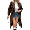image:imagechouyatou Womens 2025 Winter Double Breasted Wool Coat Dressy Casual Notch Lapel Long Trench CoatCoffee
