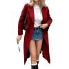 image:imagechouyatou Womens 2025 Winter Double Breasted Wool Coat Dressy Casual Notch Lapel Long Trench CoatRed