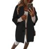 image:imagechouyatou Womens 34 Sleeve Notch Lapel Wool Coat Single Breasted Wool Blend Trench Pea Coat with PocketsBlack