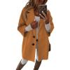 image:imagechouyatou Womens 34 Sleeve Notch Lapel Wool Coat Single Breasted Wool Blend Trench Pea Coat with PocketsBrown