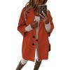 image:imagechouyatou Womens 34 Sleeve Notch Lapel Wool Coat Single Breasted Wool Blend Trench Pea Coat with PocketsRed