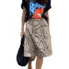 image:imagechouyatou Womens ALine Snake Skin Faux Leather Skirt Y2K Trendy High Waist Animal Print Midi SkirtKhaki