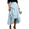 image:imagechouyatou Womens Boho Floral Embroidery Ruffle Skirt Irregular High Low A Line Beach Party Midi Long SkirtLight Blue