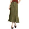 image:imagechouyatou Womens Elegant Denim Mermaid Skirt Western Casual High Waisted A Line Pleated Fishtail Midi Long Jean SkirtArmy Green