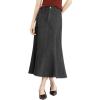 image:imagechouyatou Womens Elegant Denim Mermaid Skirt Western Casual High Waisted A Line Pleated Fishtail Midi Long Jean SkirtBlack Gray