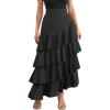 image:imagechouyatou Womens Elegant Irregular Ruffle Hem Skirt Party Tiered Layered Maxi Long SkirtBlack