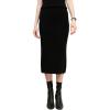 image:imagechouyatou Womens Fall Elastic High Waist Midi Rib Knit Skirt Office Work Bodycon Sweater Pencil SkirtBlack