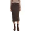 image:imagechouyatou Womens Fall Elastic High Waist Midi Rib Knit Skirt Office Work Bodycon Sweater Pencil SkirtBrown