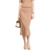 image:imagechouyatou Womens Fall Elastic High Waist Midi Rib Knit Skirt Office Work Bodycon Sweater Pencil SkirtCamel