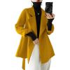image:imagechouyatou Womens Notch Lapel Wool Coat Loose Fit Dressy Business Casual Trench Coat Outerwear with BeltYellow