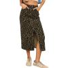 image:imagechouyatou Womens Retro Leopard Print Long Denim Bodycon High Waist Skirt Split Front Jean Pencil SkirtLeopard