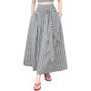 image:imagechouyatou Womens Sexy Tie Knot Plaid Maxi Skirt Back Smocked Waist Pleated Swing Long Skirt with PocketsBlack
