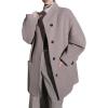 image:imagechouyatou Womens Stand Collar Loose Fit Wool Coat Button Down Dressy Winter Warm Trench Coat OuterwearLight Coffee