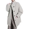 image:imagechouyatou Womens Stand Collar Loose Fit Wool Coat Button Down Dressy Winter Warm Trench Coat OuterwearWhite