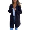image:imagechouyatou Womens Vintage Cable Knit Sleeve Wool Coat Single Breasted Wool Blend Mid Long Pea Coat OvercoatBlack