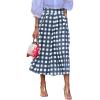 image:imagechouyatou Womens Vintage Plaid Checkered A Line Skirt Casual High Waisted Midi Long Skirt with PocketsBlue