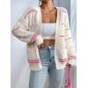 image:imagechouyatou Women Fall Lightweight Cardigan Sweater Open Front Casual Oversized Cardigan TopPink