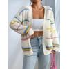 image:imagechouyatou Women Fall Lightweight Cardigan Sweater Open Front Casual Oversized Cardigan TopRainbow