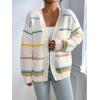image:imagechouyatou Women Fall Lightweight Cardigan Sweater Open Front Casual Oversized Cardigan TopRainbow