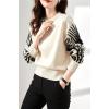 image:imagechouyatou Women Fall Winter Crewneck Sweater Pullover Casual Geometric Floral Pattern Sweater Jumper TopBeige