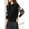 image:imagechouyatou Women Fall Winter Crewneck Sweater Pullover Casual Geometric Floral Pattern Sweater Jumper TopBlack