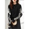 image:imagechouyatou Women Fall Winter Crewneck Sweater Pullover Casual Geometric Floral Pattern Sweater Jumper TopBlack