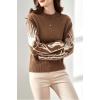 image:imagechouyatou Women Fall Winter Crewneck Sweater Pullover Casual Geometric Floral Pattern Sweater Jumper TopBrown