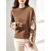 image:imagechouyatou Women Fall Winter Crewneck Sweater Pullover Casual Geometric Floral Pattern Sweater Jumper TopBrown