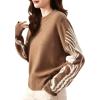 image:imagechouyatou Women Fall Winter Crewneck Sweater Pullover Casual Geometric Floral Pattern Sweater Jumper TopBrown