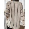 image:imagechouyatou Womens 2025 Fall Striped Pullover Sweater Loose Fit VNeck Knitted Winter Sweater Jumper TopsBeige