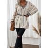 image:imagechouyatou Womens 2025 Fall Striped Pullover Sweater Loose Fit VNeck Knitted Winter Sweater Jumper TopsBeige