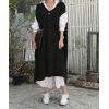 image:imagechouyatou Womens 2025 Sleeveless Midi Long Knitted Sweater Dress Casual Loose VNeck Sweater Vest DressBlack