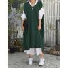 image:imagechouyatou Womens 2025 Sleeveless Midi Long Knitted Sweater Dress Casual Loose VNeck Sweater Vest DressGreen