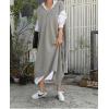 image:imagechouyatou Womens 2025 Sleeveless Midi Long Knitted Sweater Dress Casual Loose VNeck Sweater Vest DressGrey
