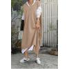 image:imagechouyatou Womens 2025 Sleeveless Midi Long Knitted Sweater Dress Casual Loose VNeck Sweater Vest DressKhaki