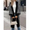 image:imagechouyatou Womens 2025 Trendy Argyle Striped Knit Cardigan Open Front Bishop Sleeve Mid Long Sweater CoatBlack