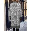 image:imagechouyatou Womens 2025 Trendy Argyle Striped Knit Cardigan Open Front Bishop Sleeve Mid Long Sweater CoatGrey