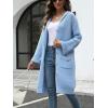 image:imagechouyatou Womens Button Down Hooded Long Cardigan Sweaters 2025 Fall Trendy Hoodie Sweater Outwear CoatBlue