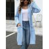 image:imagechouyatou Womens Button Down Hooded Long Cardigan Sweaters 2025 Fall Trendy Hoodie Sweater Outwear CoatBlue