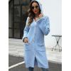 image:imagechouyatou Womens Button Down Hooded Long Cardigan Sweaters 2025 Fall Trendy Hoodie Sweater Outwear CoatBlue