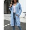 image:imagechouyatou Womens Button Down Hooded Long Cardigan Sweaters 2025 Fall Trendy Hoodie Sweater Outwear CoatBlue