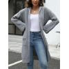 image:imagechouyatou Womens Button Down Hooded Long Cardigan Sweaters 2025 Fall Trendy Hoodie Sweater Outwear CoatGray