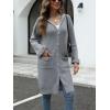 image:imagechouyatou Womens Button Down Hooded Long Cardigan Sweaters 2025 Fall Trendy Hoodie Sweater Outwear CoatGray