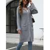 image:imagechouyatou Womens Button Down Hooded Long Cardigan Sweaters 2025 Fall Trendy Hoodie Sweater Outwear CoatGray