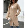 image:imagechouyatou Womens Button Down Hooded Long Cardigan Sweaters 2025 Fall Trendy Hoodie Sweater Outwear CoatKhaki