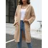 image:imagechouyatou Womens Button Down Hooded Long Cardigan Sweaters 2025 Fall Trendy Hoodie Sweater Outwear CoatKhaki