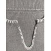 image:imagechouyatou Womens Casual Contrast Color Striped Pullover Tunic Sweater Knit Oversized Sweater with PocketGrey
