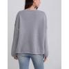 image:imagechouyatou Womens Casual Contrast Color Striped Pullover Tunic Sweater Knit Oversized Sweater with PocketGrey