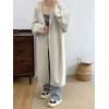 image:imagechouyatou Womens Casual Hooded Long Cardigan Sweaters Slouchy Oversized Knitted Duster Trench Coat Outerwear JacketBeige White